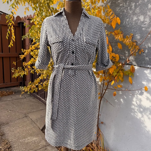 Super cute Y2K Black & white print shirt dress - Picture 1 of 8
